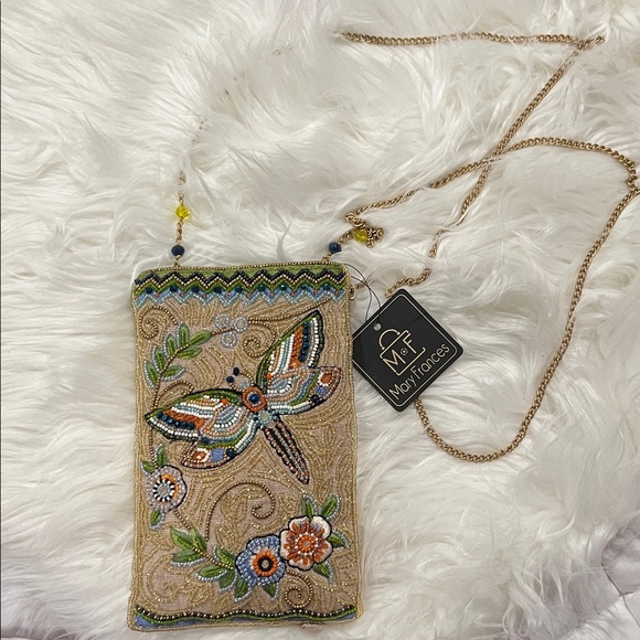 Mary Frances Soaring Spirit Dragonfly Multicolor Beaded Crossbody Small bag BNWT - Picture 4 of 8